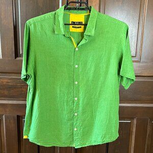 Abito Metropolitan Men's Short Sleeve Linen Shirt Size XL Emerald Green Solid